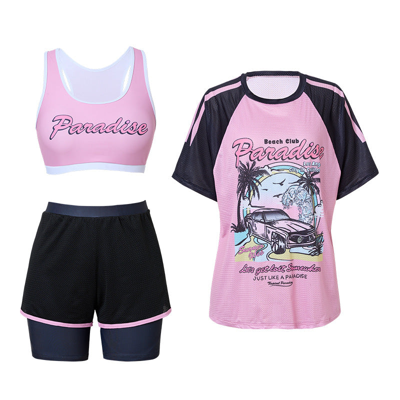 Swimsuit for Women, Conservative Two-Piece, Plus Size, Hot Spring, Tummy-Concealing, Slimming, Three-Piece Set, Student, 2025 New Sports Swimwear 100kg
