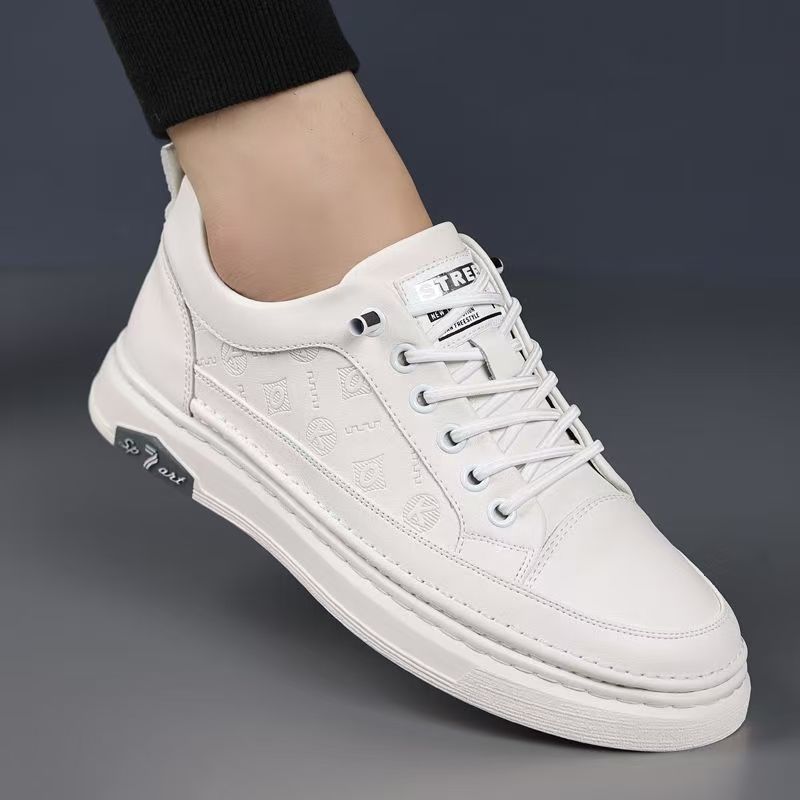Genuine Leather 2024 Summer White Sneakers Men's Casual Shoes Trendy Versatile Sports Sneakers Breathable Cowhide Shoes Men's Comfortable