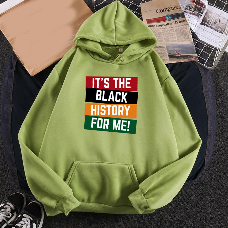 Black IT'S THE BLACK printed hooded hooded sweater autumn and winter European and American men's and women's goodwill coat cross-border