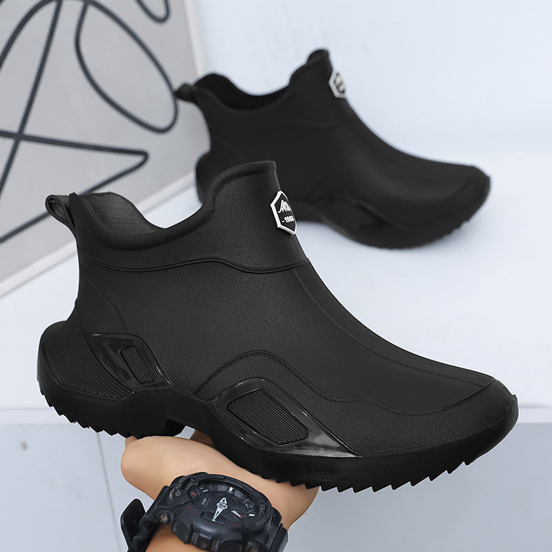 New Rain Boots Short-Tube Men's Adult Waterproof Shoes Women's Rain Boots Non-Slip Wear-Resistant Rubber Shoes Kitchen Fashion Fishing Water Boots