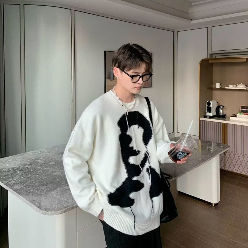 2024 Crewneck Sweater Autumn and Winter New Fashionable Men's and Women's Korean Style Lazy Fashionable Sweater Couple's Sweater