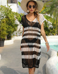 Women's blouse striped contrast color stitching sexy hollow beach bikini blouse cross-border European and American dress Z724