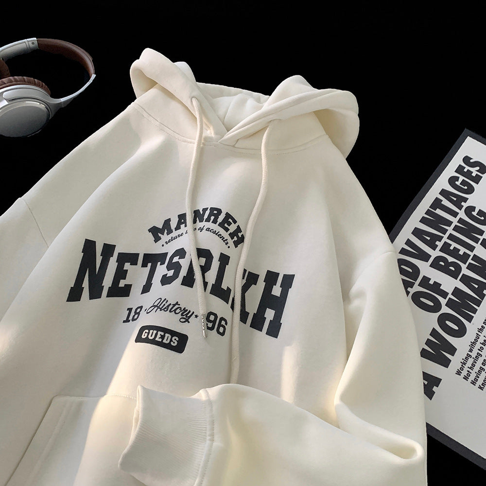 Hooded Sweater Men's 2024 Autumn and Winter New American Style Trendy Brand Letter Printed Heavy Loose Casual Hoodie Jacket