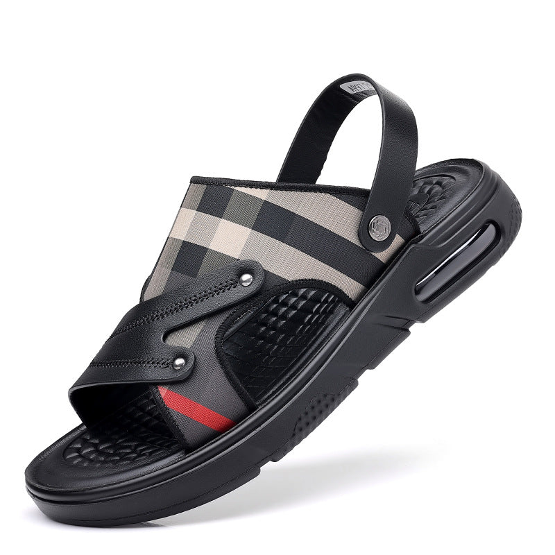 Sandals Men's 2023 New Summer Height-increasing Air Cushion Sports Non-slip Soft Bottom Outdoor Dual-use Beach Sandals and Slippers for Men