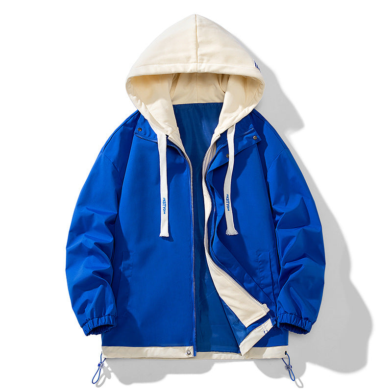Outdoor Leisure New Style Men's and Women's Clothing Tops Windproof Jacket Coat Men's Fake Two-Piece Spring and Autumn Loose Fit