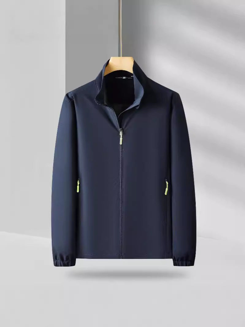 2025 Autumn/Winter 7788 Style Outdoor Loose-Fitting 160g Stand-Up Collar Zip-Up Jacket Windbreaker Business Workwear