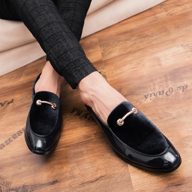 Loafers men's 2025 spring and autumn new leather shoes bean shoes European and American men's shoes patent leather casual leather shoes men's wholesale