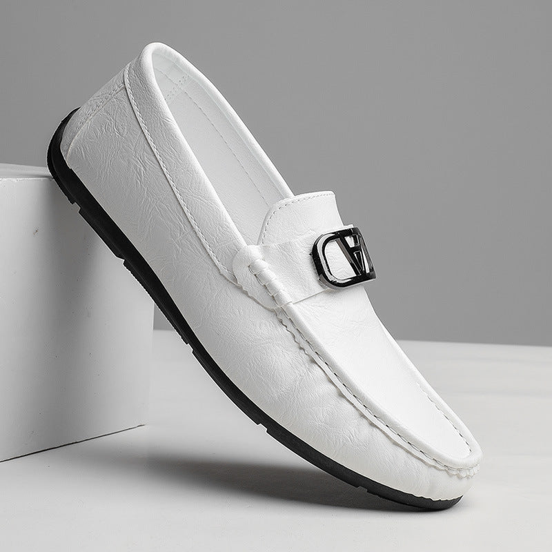 Doug Shoes Men's Summer New Men's Casual Leather Shoes Fashionable All-match Business Love Shoes Foot Breathable Soft Sole Shoes