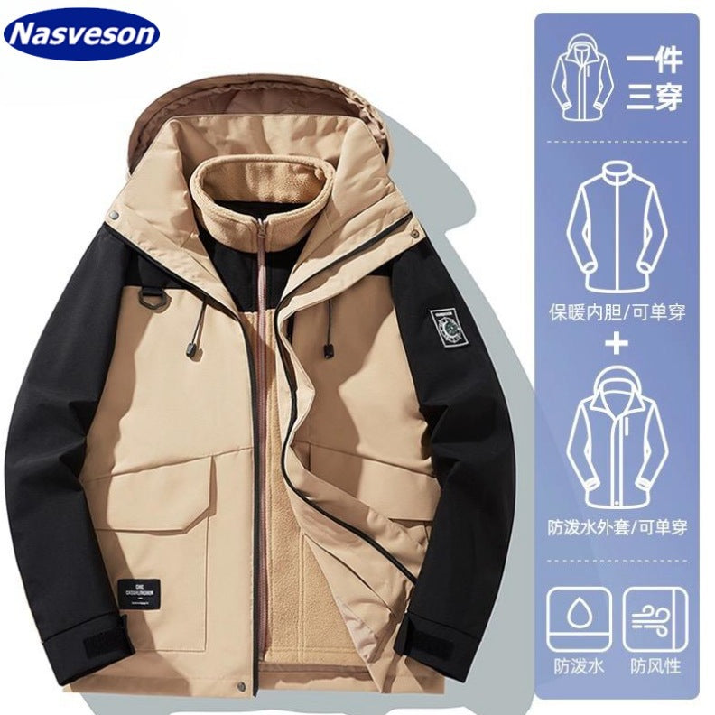 Compass Charge Clothes Women's Jacket Three-in-One Windproof and Waterproof Winter 2024 New Outdoor Couple Mountaineering Suit for Men