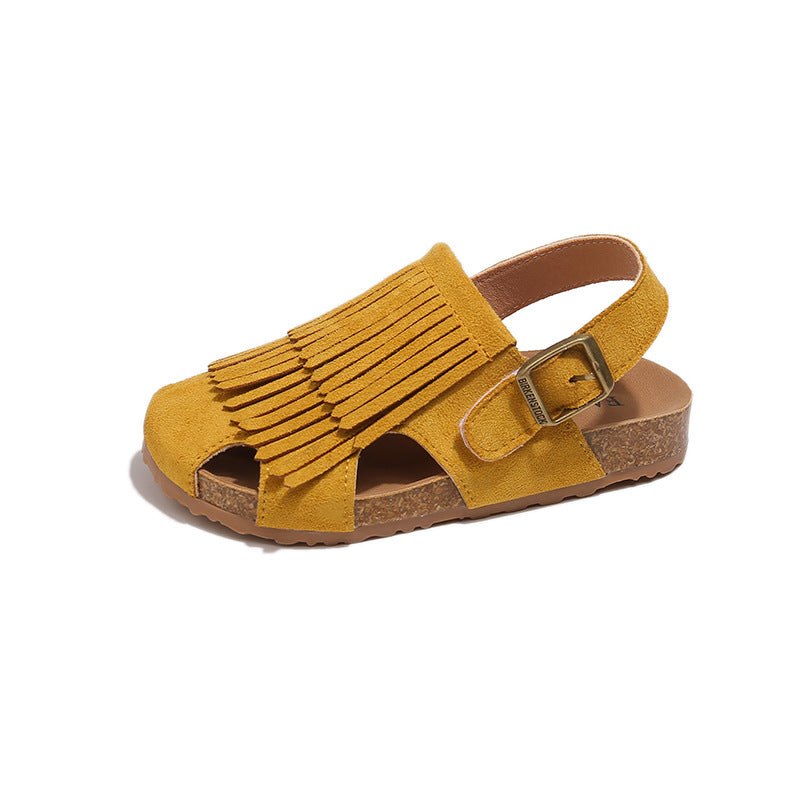 Korean Style Children's Sandals 2025 Summer New Boys and Girls Tassel Soft-soled Sandals Baby Toe Sandals