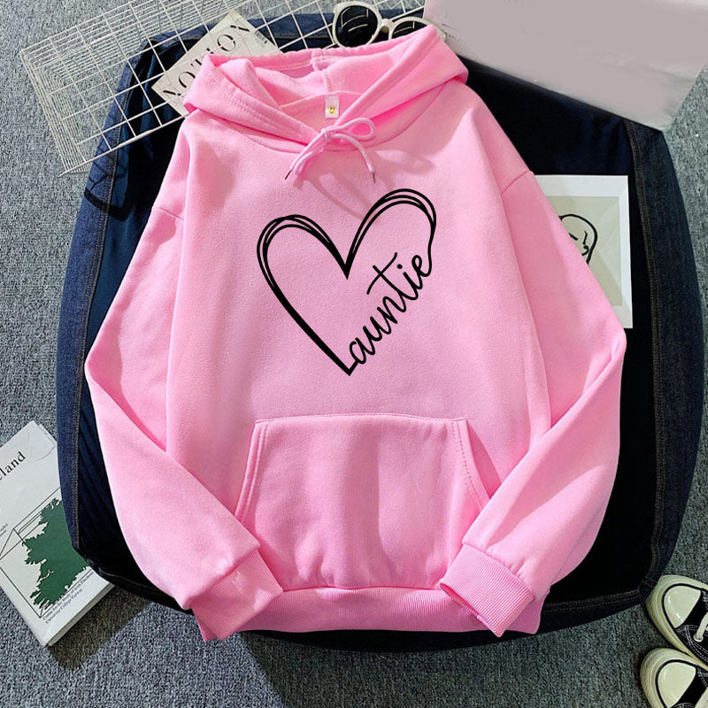 Foreign Trade Cross-border Auntie Love Printing Hooded Sweatshirt Autumn and Winter European and American Men's and Women's Jacket Coat Loose