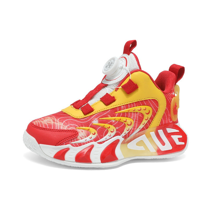 Boys' Shoes Spring 2026 New Model Children's Rotating Buckle Sneakers for Older Kids Breathable Boys' Running Basketball Shoes