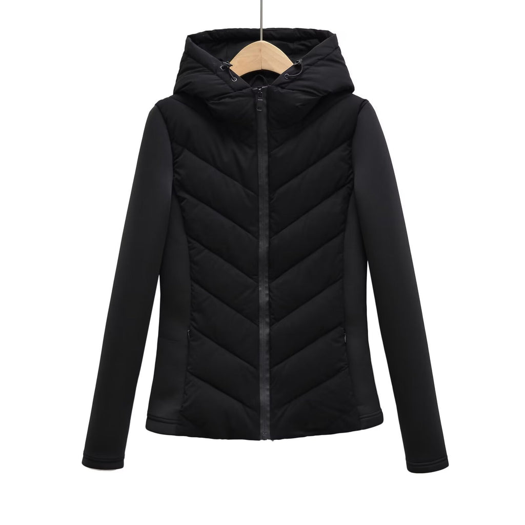 Za Cross-Border Women's Clothing Wholesale Hooded Slim Cotton Jacket Women's Winter New Splicing Warm Top 8073205