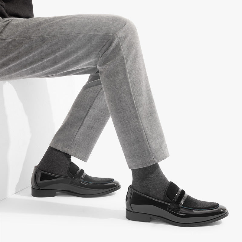 Men's Shoes, New Spring Leather Shoes, Business Men's Loafers, High-End Formal Leather Shoes, Men's Slip-On Black Wedding Shoes