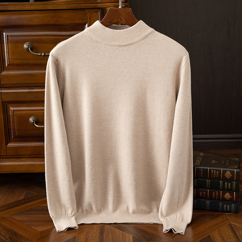 Autumn and winter semi-high collar men's pullover base sweater casual business loose fashion solid color long sleeve Andy velvet sweater