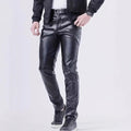 Cross-Border Leather Pants Men's Elastic Slim Fashion Leather Pants Men's Outdoor Cycling Casual Windproof Trousers