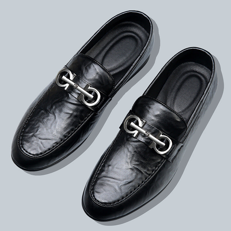 Doug Shoes Men's Genuine Leather Spring New Casual Leather Shoes Men's Korean-style British-style Slip-on Lazy Loafers