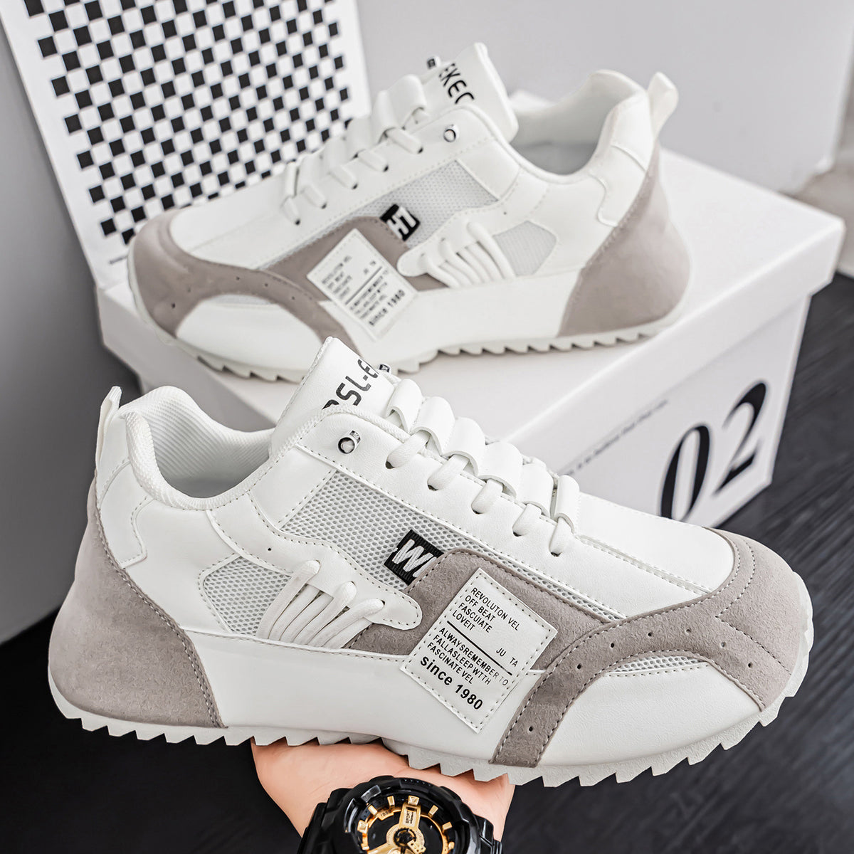 2025 Men's Shoes Autumn Breathable Versatile Slip-On Sneakers Casual Board Shoes Running Thick-Soled Height-Increasing Dad Shoes