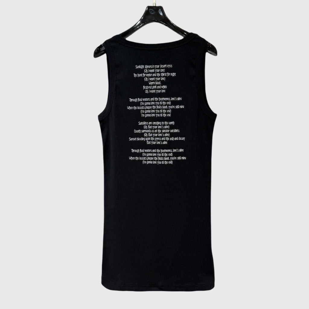 Women's SUBHUMAN Style American Style Fashion Brand Black All-match Slimming Printed Sling Vise T-shirt for Women