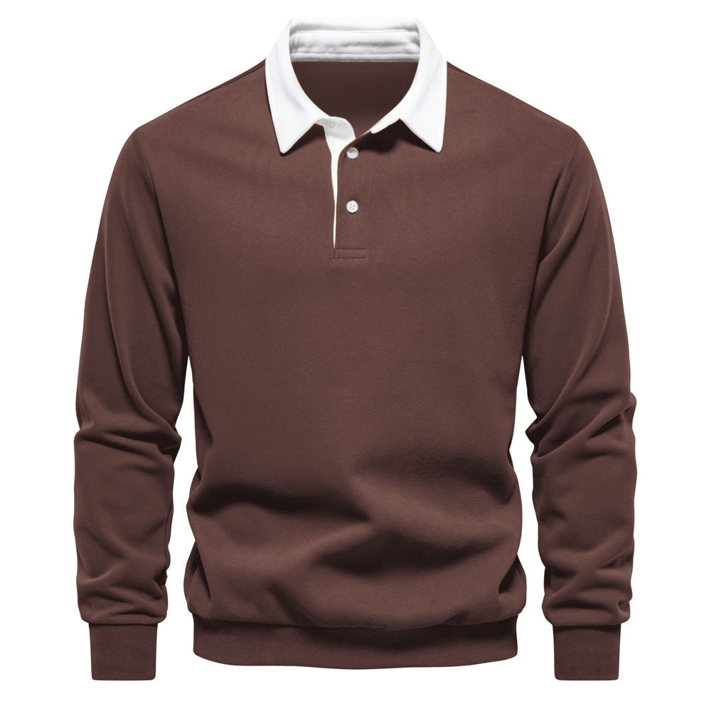 2024 Casual Sweatshirt New Trendy High-Quality Men's Sweatshirt Long-Sleeved Men's European Size Polo Collar Versatile Autum