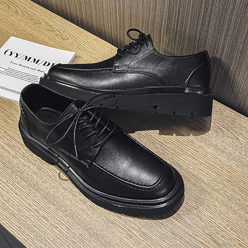 Men's Shoes New British Men's Casual Business Formal Wear Thick Bottom Lace-up Youth Suit Leather Shoes Men's Korean Style WF596