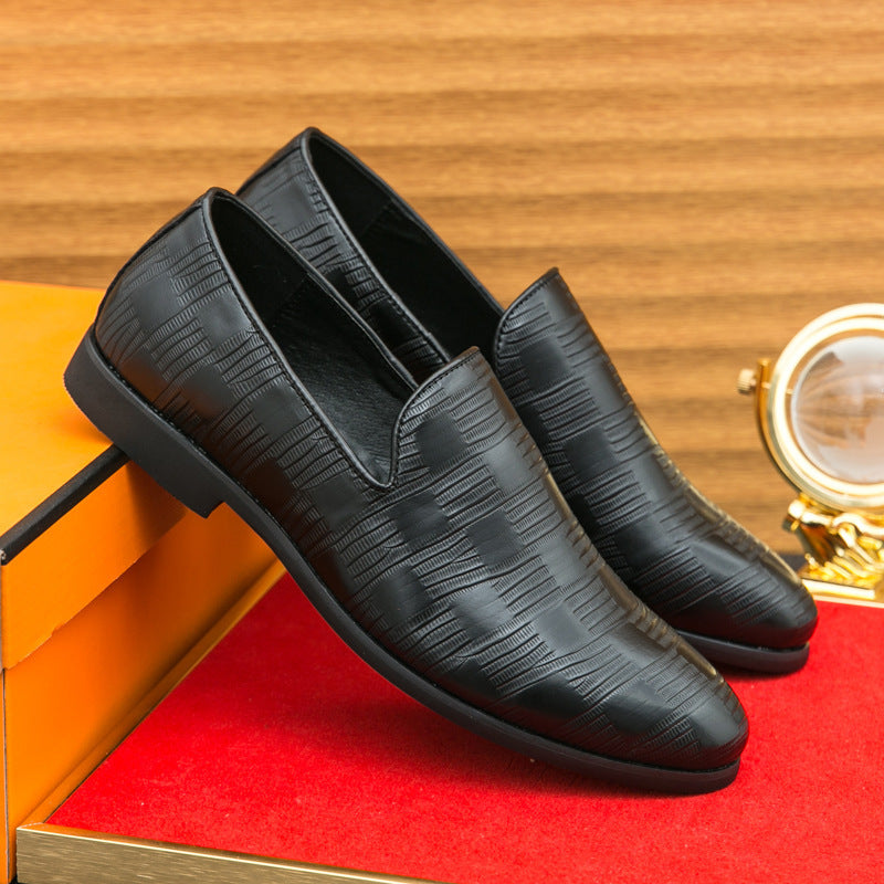 Cross-Border Men's Shoes, Business Slip-On Leather Shoes, Men's Simple Solid Color Loafers, Barber Shop Korean Style Small Leather Shoes, Men's Lazy Shoes