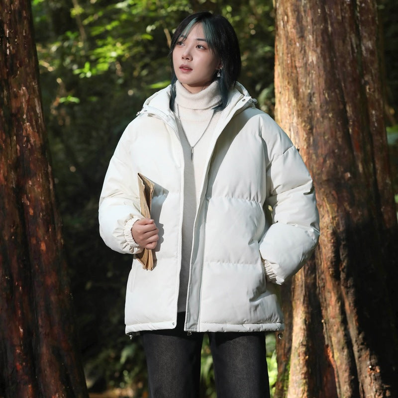 Cross-Border Cotton-Padded Jackets for Men and Women, Winter Loose Hooded Cotton-Padded Jackets, Pure Color Bread Jackets, Cotton-Padded Jackets, Warm Couple Jackets for Men