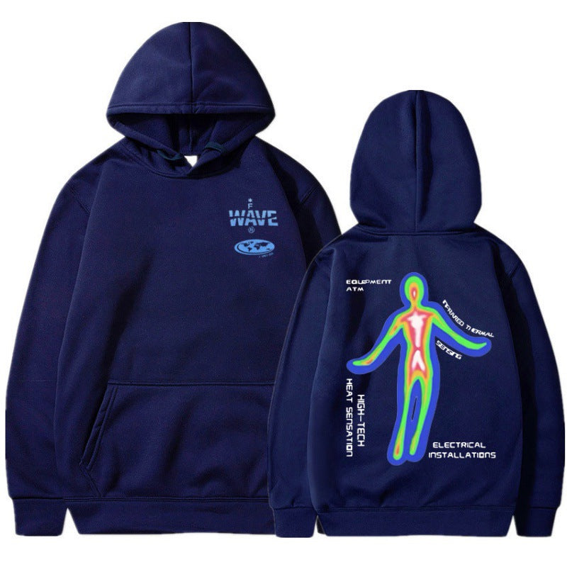 [Cross-border European Code] Skeleton Thermal Imaging Graphic Print Hoodie