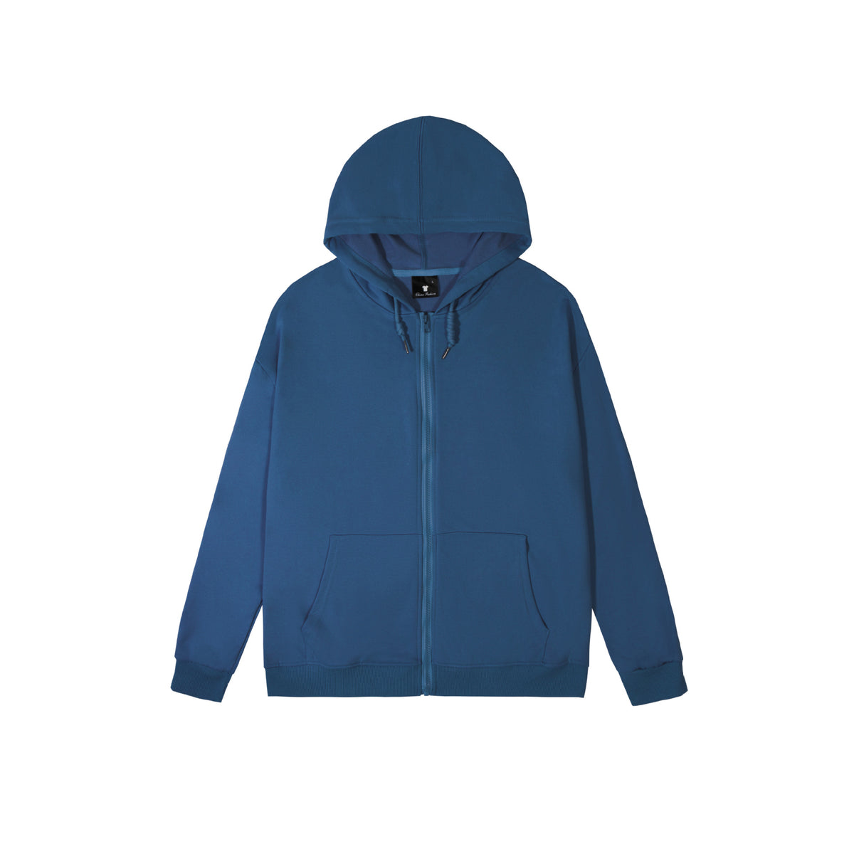 Spring and Autum Hooded Zipper Cardigan Sweatshirt Off-Shoulder Long-Sleeved Pure Color Xiyin Cross-Border Temu Loose Version