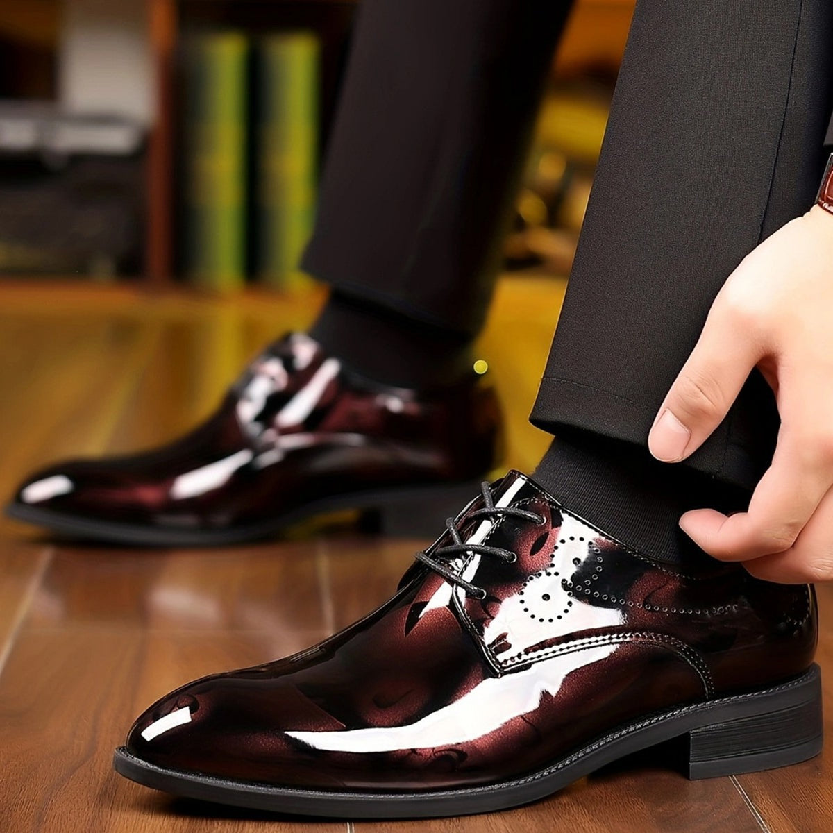 Men's Pointed Business Dress Shoes Fashion and Trendy Casual Leather Shoes New Arrival Shine-faced Wear-resistant All-match Low-top Men's Shoes