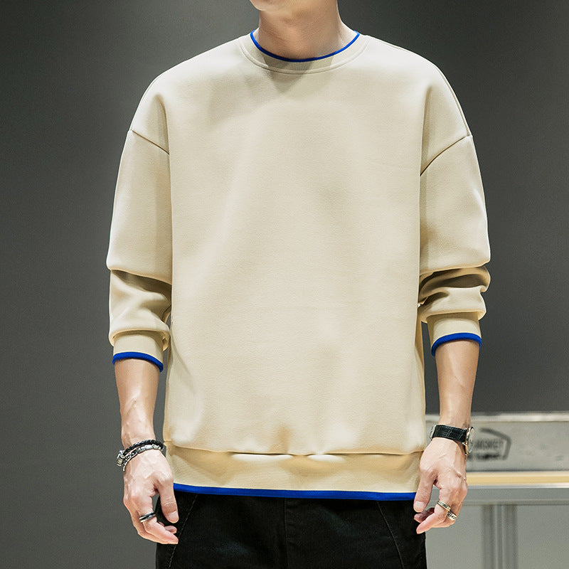 Sweater men's spring and autumn men's De velvet sweater Korean casual sports round neck sweater men's bottoming shirt men's top