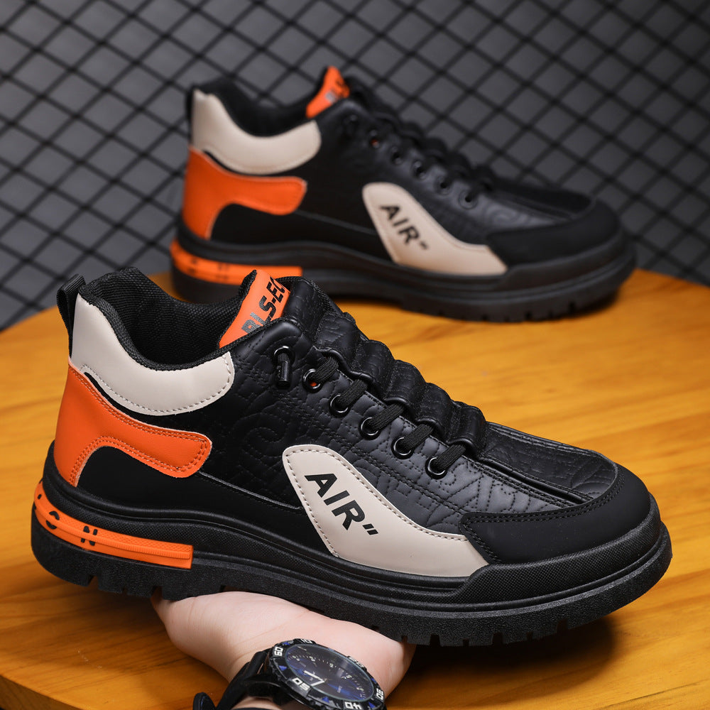 Labor Insurance Work Men's Shoes Autumn Leather Casual Sneakers Men's Winter Shoes Men's Thick Sole Heightened Forrest Gump Trendy Shoes
