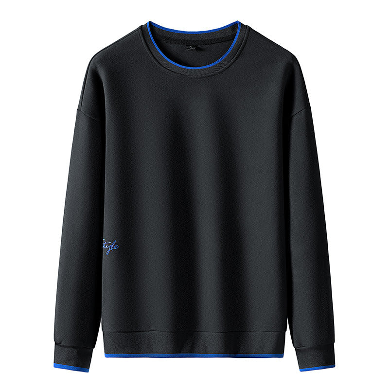 Sweater men's spring and autumn men's De velvet sweater Korean casual sports round neck sweater men's bottoming shirt men's top