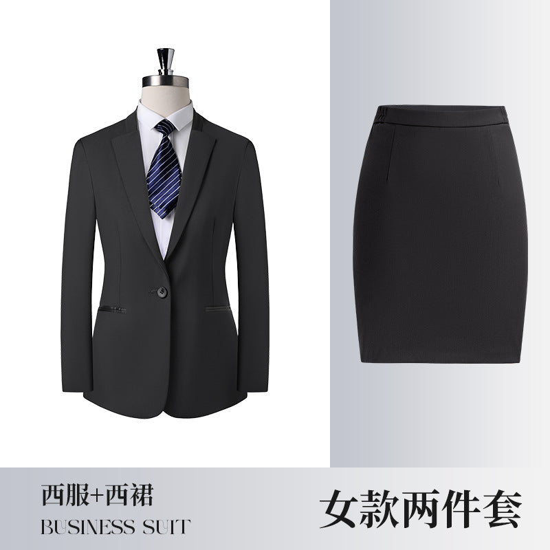 Gray Business Attire for Men and Women, Autumn and Winter Slim Business Bamboo Pattern Suit, Women's Trousers and Vest