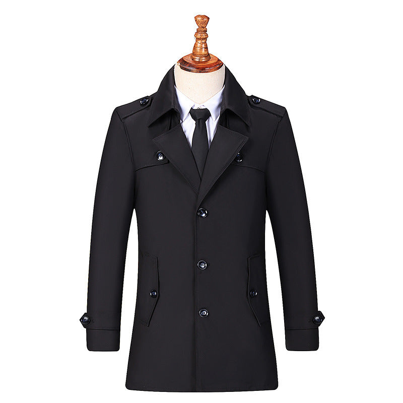 Windbreaker Men's Autumn New Mid-length Young Men's British Style Coat Chinese Style Cardigan Large Dress