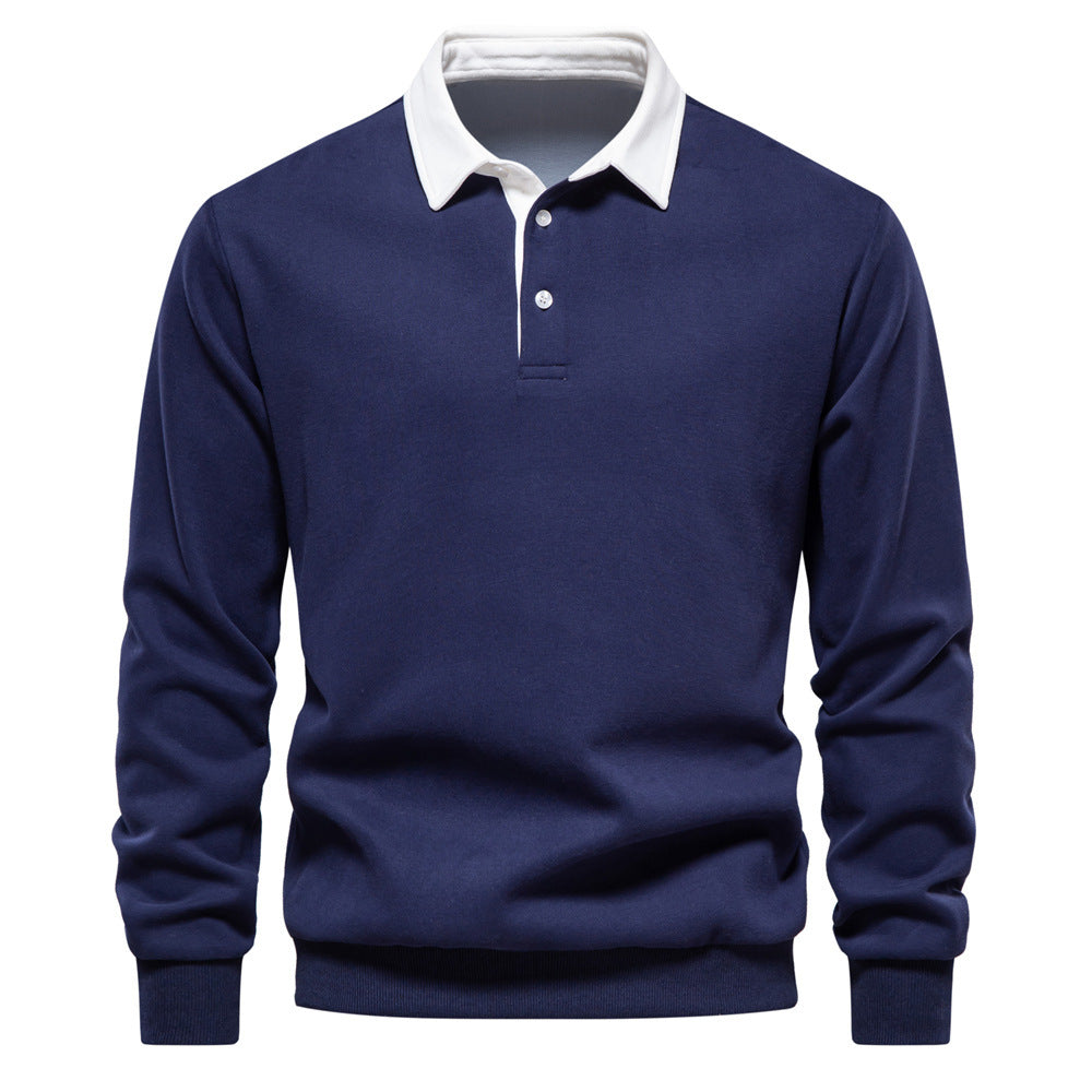 2024 Casual Sweatshirt New Trendy High-Quality Men's Sweatshirt Long-Sleeved Men's European Size Polo Collar Versatile Autum