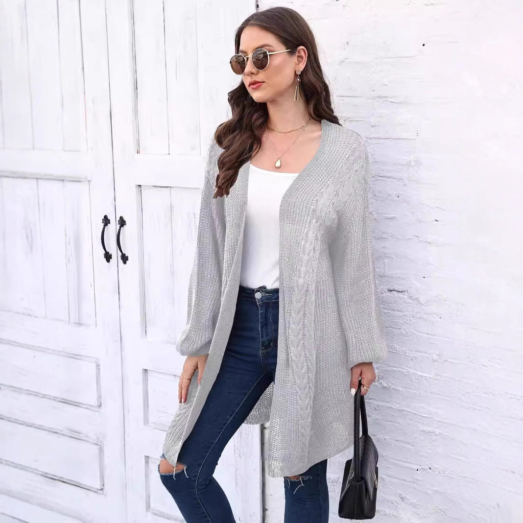 Women's Cardigan Air-Conditioning Sweater Cross-Border European and American Fashion Spring and Autumn New Woven Sweater Loose Casual Sweater Coat 641