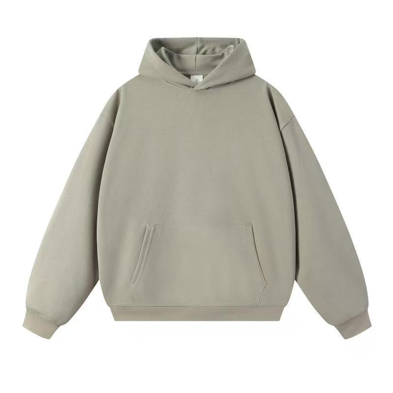 Trendy Brand Heavyweight 400g Terry Crewneck Sweatshirt Couple Pullover Autumn and Winter Thickened Coat Solid Color Loose Unisex Top