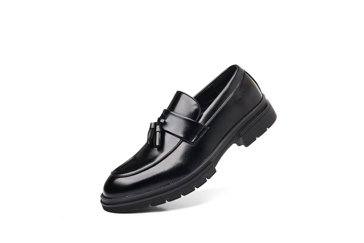 New Brogue Business Casual Leather Shoes Men's Plaid Breathable Tassel Slip-On Loafers Men's Series