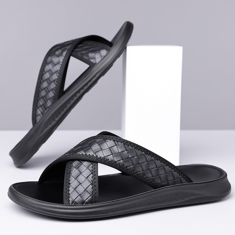 Men's Summer Street Fashion All-match Sandals Thin Bottom Non-slip Comfortable Beach Slippers