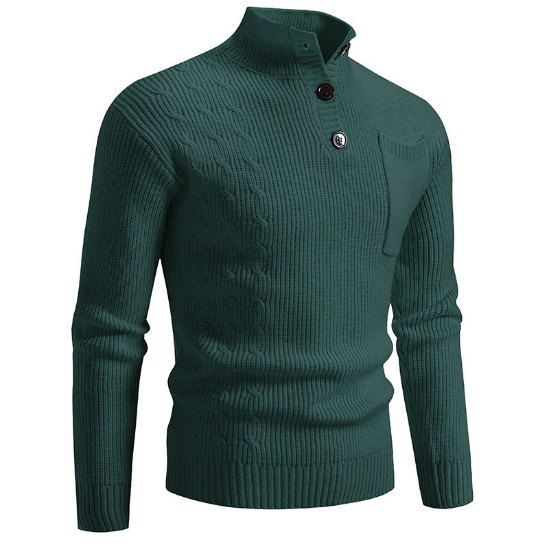 Sweater Men's Autumn and Winter Loose Warm Thick Line Semi-turtleneck Knitted Sweater Base Loose Coat Sweater in stock Hair