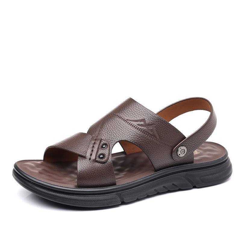 Sandals for Men 2026 Summer New Style Casual Genuine Leather Men's Sandals First-Layer Cowhide Beach Shoes for Men Factory Direct Sales