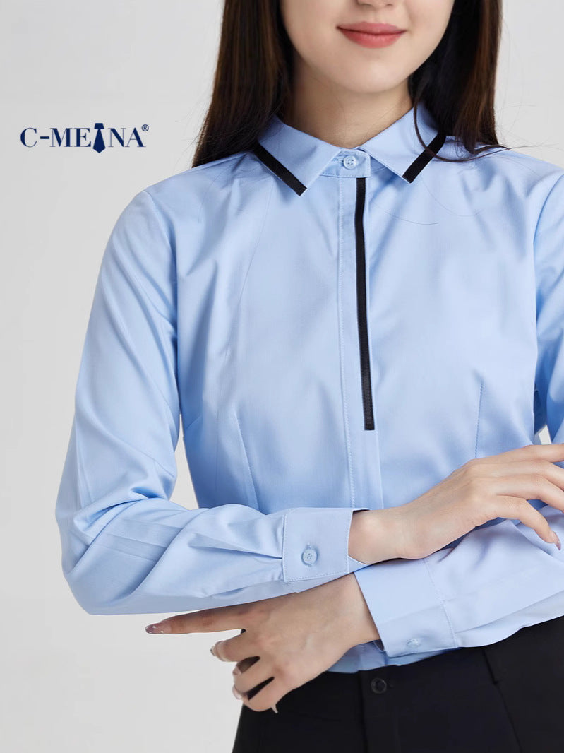 Summer New Women's Long-Sleeved Shirts, Feminine Commuting Slim-Fit Fashionable Bamboo Fiber Shirts and Tops