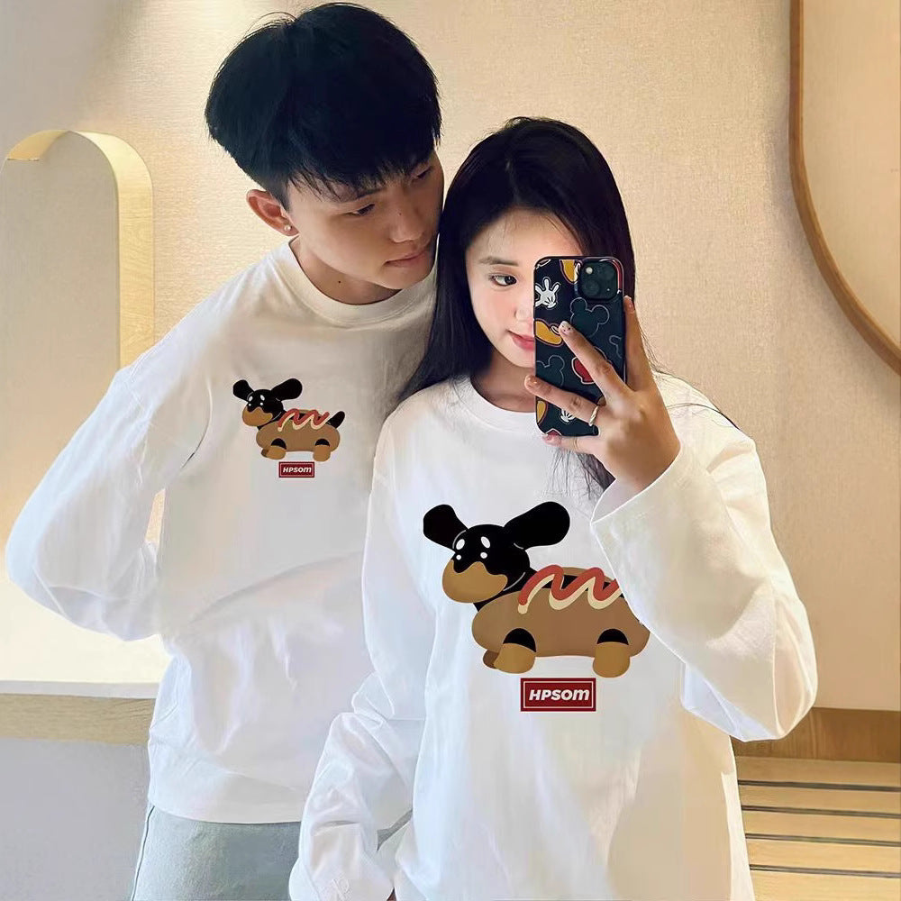 High-End Men's and Women's Long-Sleeved Ins-Style Tops, Special Couple Wear, Autumn and Winter Velvet Round-Neck Sweatshirts, Trendy Brand Class Uniforms