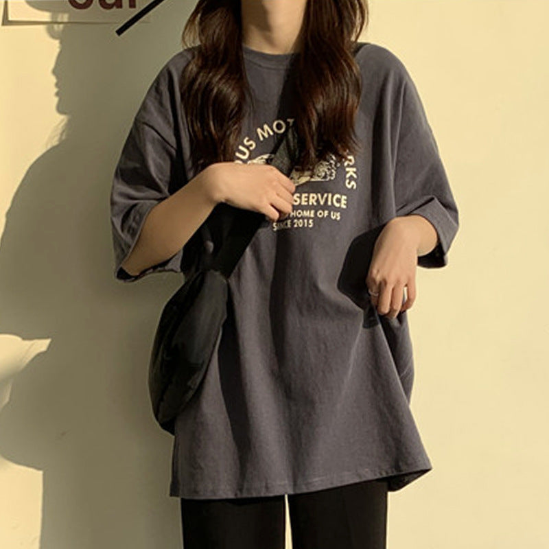 Summer Korean Style Loose Short-Sleeved T-Shirt for Women Korean Style New Bf Style Large Size Top Couple Bottoming Shirt Dropshipping