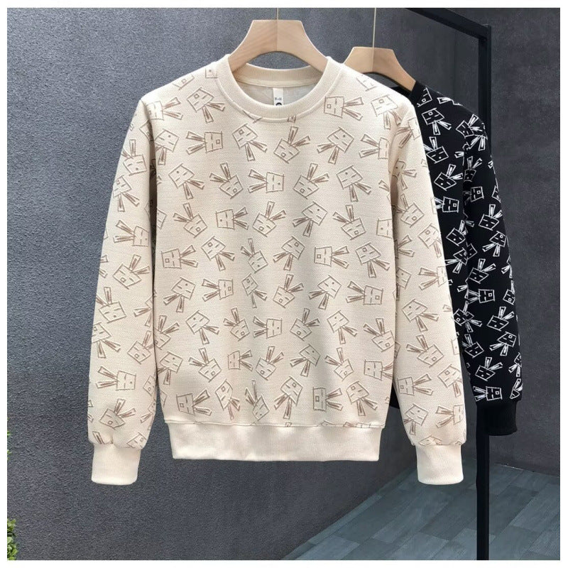 Printed Autum and Winter Sweatshirts for Spring and Autum, Korean Style New Round Neck Loose Tops, Hong Kong Style Trendyy New Styles for Men