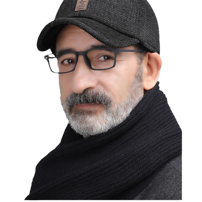 Men's Hats, Baseball Caps, Warm Ear-Protecting Caps, Thickened Casual Hats for Middle-Aged and Elderly, Woolen Light Luxury Style