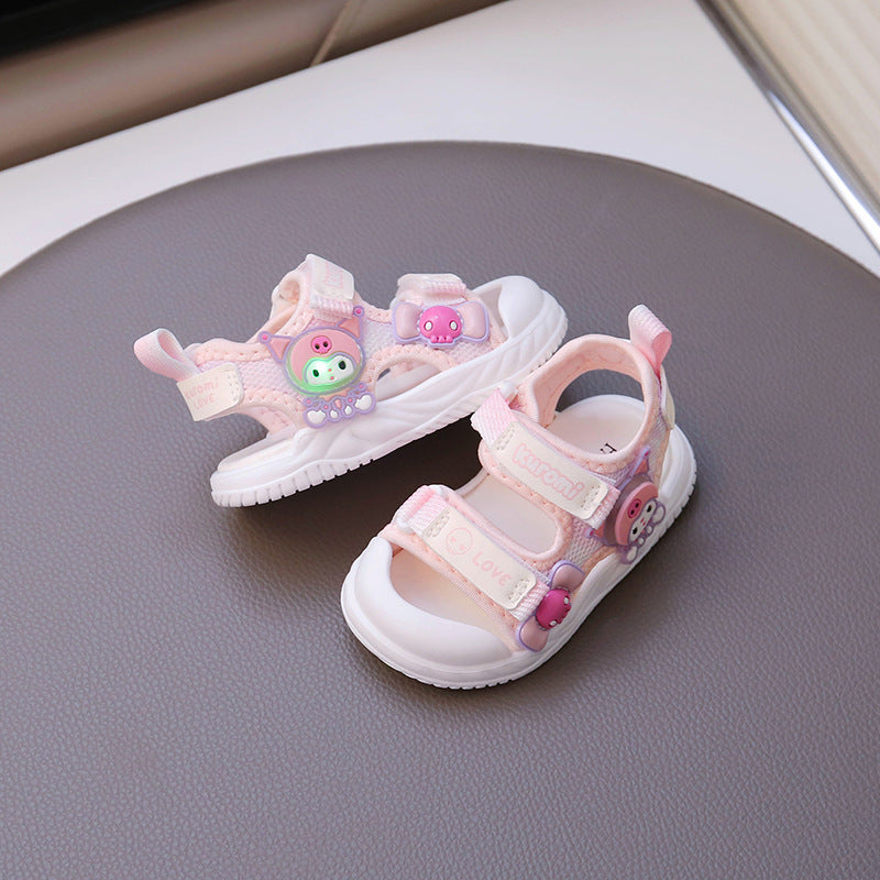 Girls Princess Sandals 2025 Summer New Little Girl Beach Shoes Children's Soft Sole Baby Shoes Cartoon Sandals