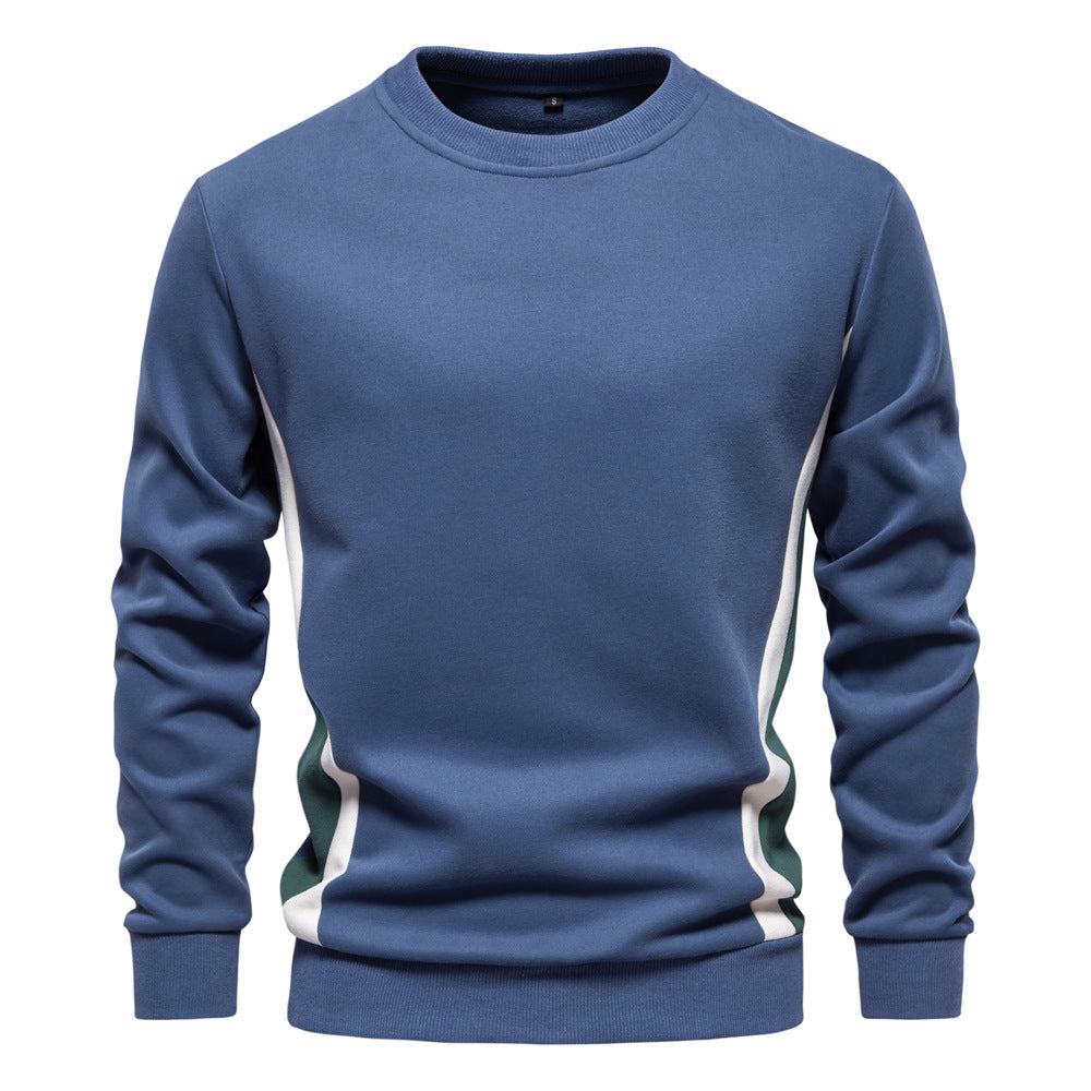 Autumn Sports Men's Long-Sleeved Men's New Splicing Casual Pullover Slim Sweatshirt Round Neck 2024 Cotton