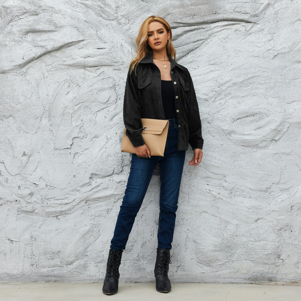 Cross-Border Autumn and Winter Tops, All Colors and Sizes, Corduroy Women's Jackets, Coats, Shirts, Street Fashion